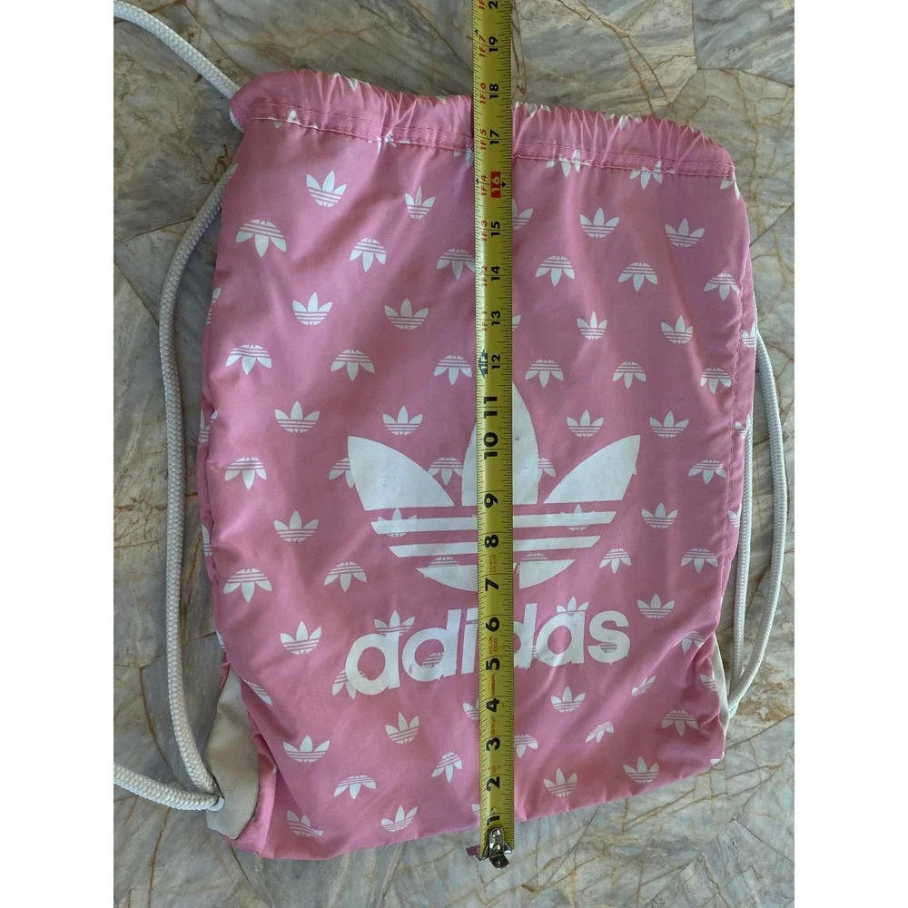 Adidas Originals Pink Trefoil Monogram Drawstring Cinch Backpack Bag B172 043516